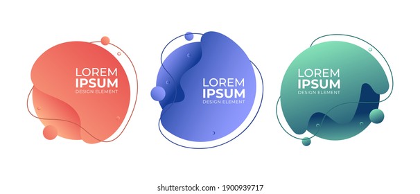 Set Of Abstract Shape Gradient Fluid Liquid Organic Circle Banner Background