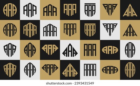 Set of abstract shape initial letter A AAA AAAA logo design