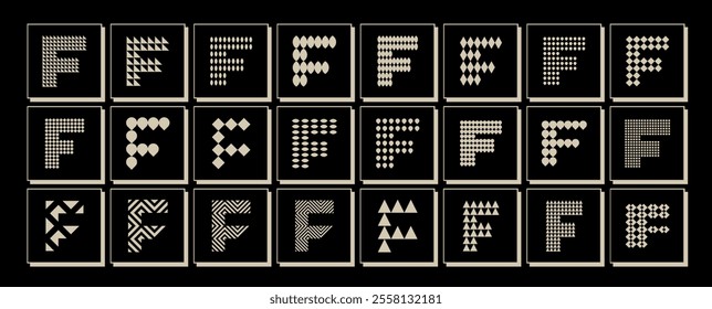 Set of abstract shape letter F logo template