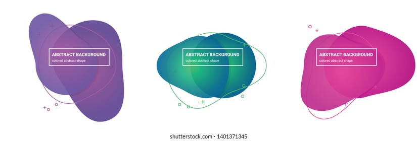 Set of abstract abstract shapes background templates in Tapestry, Affair, Persian-Rose, Red-Violet, Emerald, Bahama-Blue gradients colors for logo, flyer, website etc.