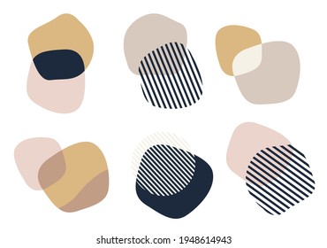 A set of abstract shapes in calm soft pastel colors on a white background.