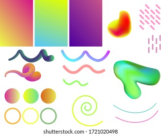 set of abstract shapes and colorful modern gradient background for creating banners and your own design 