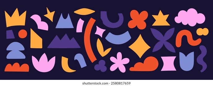 Set of abstract shapes of different colors. Vector graphics.