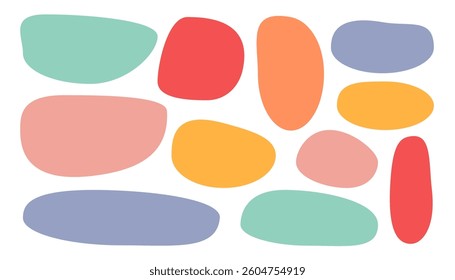 a set of abstract shapes of different sizes and colors for design and decor on a white background