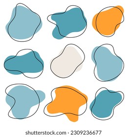 set of abstract shapes doodle for decoration or text background. different color memphis element collection.