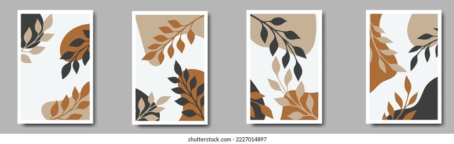 Conjunto de formas abstractas con elementos florales. Ilustración del vector