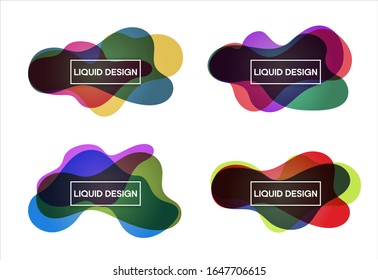 Set of abstract shapes in the form of wave with gradient color (yellow, pink, blue). Eps 10