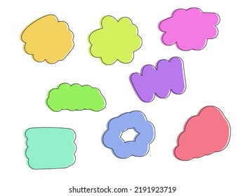 Set of abstract shapes. Geometric multicolored base form for simple floral prints. Flat kids cartoon doodle
