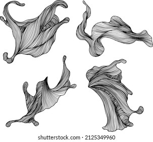 Set of abstract shapes. Hand drawn vector illustrations. Ink painting style composition