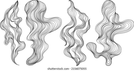 Conjunto de formas abstractas. Ilustraciones vectoriales dibujadas a mano. Composición de estilo de pintura con tinta