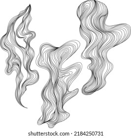 Set of abstract shapes. Hand drawn vector illustrations. Ink painting style composition