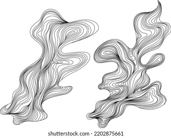 Set of abstract shapes. Hand drawn vector illustrations. Ink painting style composition