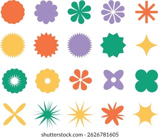Set Abstract Shapes Illustration Vector in Flat Style