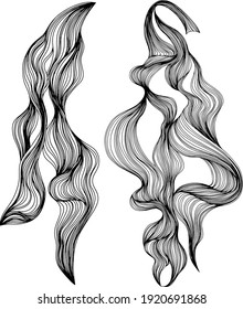 Set of abstract shapes. Ink painting style abstract composition. Hand drawn Vector illustrations.