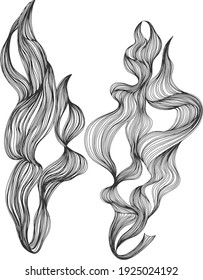 Set of abstract shapes. Ink painting style abstract composition. Hand drawn Vector illustrations.