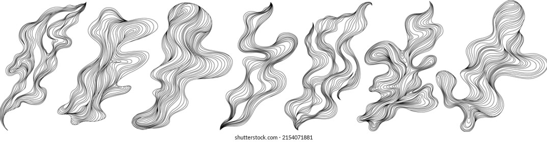 Set of abstract shapes. Ink painting style abstract composition. Hand drawn Vector illustrations