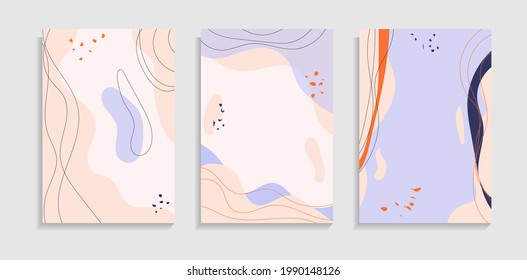 Conjunto de formas abstractas y líneas mínimas con fondo dibujado a mano. Se Puede Utilizar Para Carteles, Carteles, Papel De Fondo, Cubierta O Presentación.