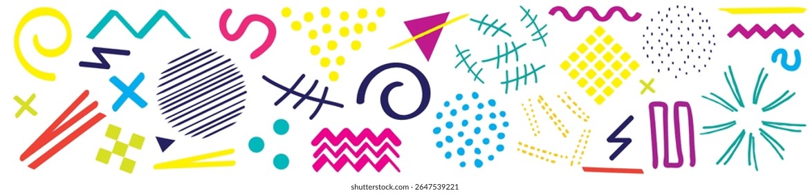 Conjunto de Formas abstractas. Diseño moderno dibujado a mano. Colección Vector de moda