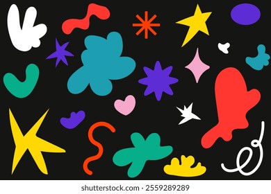 Set of abstract shapes in retro style. Flat vector illustration. 