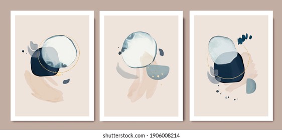 Set abstract shapes, splash gold. watercolor concept.  blue poster, invite. Vector decorative greeting  or invitation design background