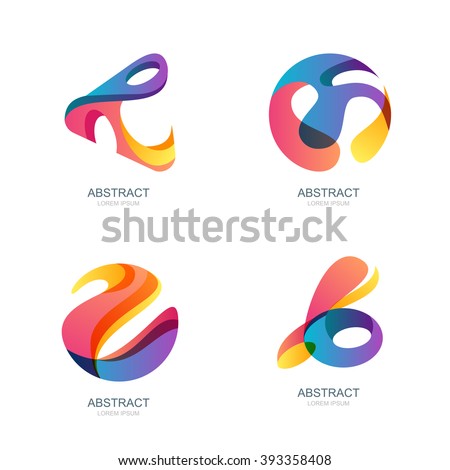 Set of abstract shapes for trendy logo, label, icons. Vector modern backgrounds and  overlapping design elements. Abstract 3d sphere. 