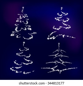 Set of abstract shiny Christmas trees. EPS10 vector illustration.