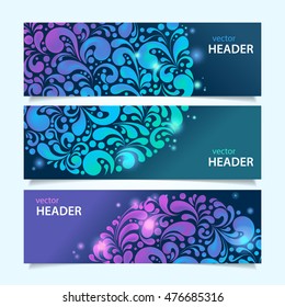 Set of abstract  shiny glowing banners, vector illustration