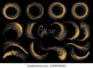 Set of Abstract shiny gold glitter design element. For New Year, Merry Christmas greeting card design