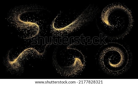 Set of Abstract shiny gold glitter design element. For New Year, Merry Christmas greeting card design