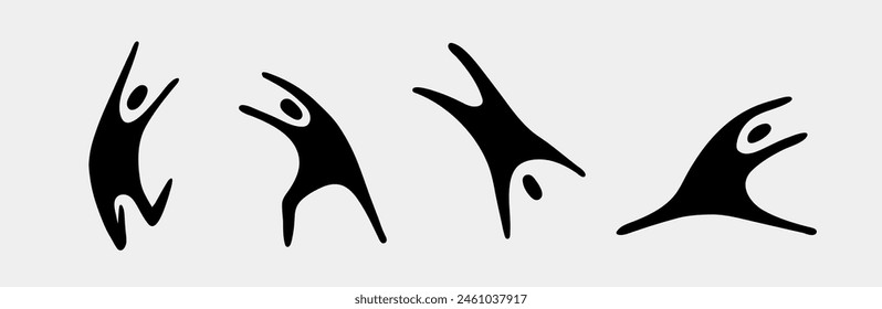Set of abstract silhouettes of people. Hand-drawn elements for decor. Vector illustration.