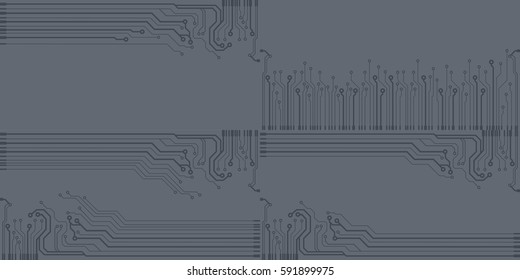 Set of abstract simple microchip vector illustration backdrop