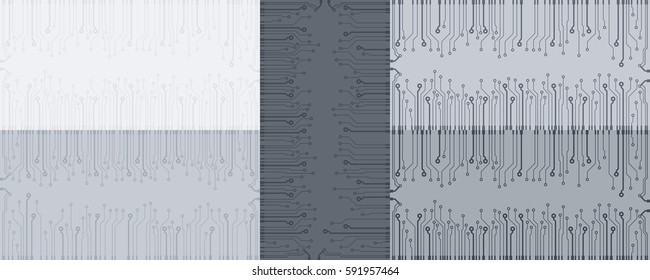 Set of abstract simple microchip vector illustration backdrop