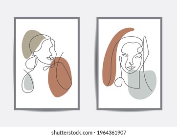 set of abstract single line surreal wall arts.