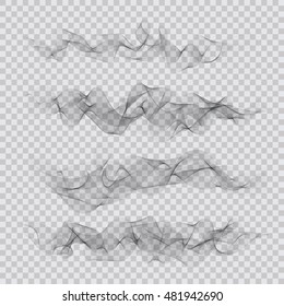 Set of abstract smoky waves backgrounds. Vector elements design for your banners, flyers, brochures, cards, emblems, labels etc, EPS10