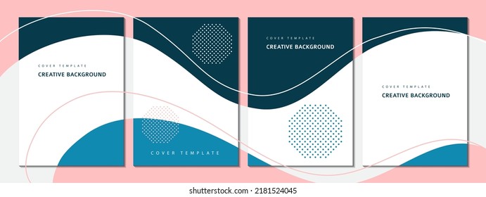 Set of abstract smooth wave cards, template for your corporate design. Vector illustration.