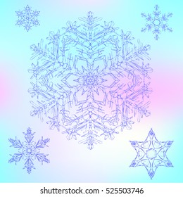 Set abstract snowflake. Geometric circle element made in colorful background. Ideal decor for print, posters, t-shirt, wedding invitation, greetings card, scrap-booking. 