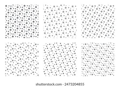 Set of abstract snowflake pattern on white background