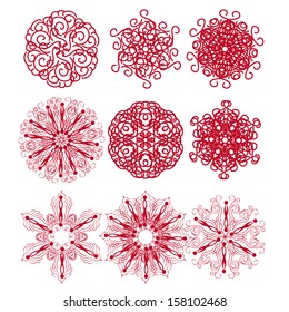 set of abstract snowflakes or flowers. for use in your design