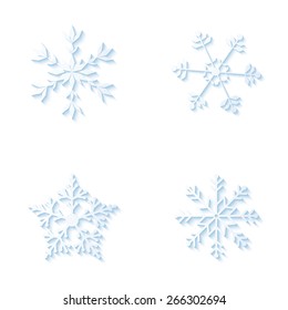 Set of abstract snowflakes on a white background