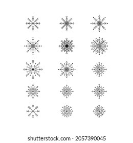 Conjunto de copos de nieve abstractos. Ilustración vectorial de elementos de diseño para papel pintado, superficie, diseño web, textil, decoración, impresión.
