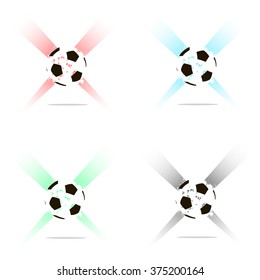 Set abstract Soccer balls of ink blots in lighting.  Vector illustration