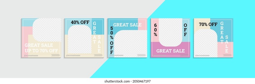 Set of abstract social media background with an attractive color pastel in pink, brown, and blue. It is suitable for social media posts and stories.