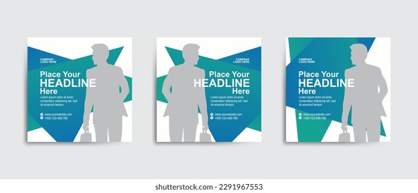 Set of abstract social media post template, Digital business marketing banner