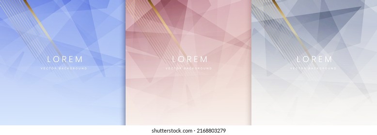 Set of abstract soft blue, soft pink, grey, stripe lines diagonal light background. Vector illustration
