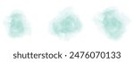 Set of abstract soft cyan watercolor water splash on a white background. Vector watercolour texture in salad color. Ink paint brush stain. Soft cyan splatters spot. Watercolor pastel splash