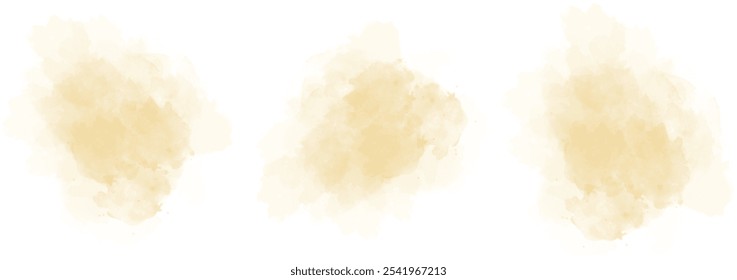 Set of abstract soft orange watercolor water splash on a white background. Vector watercolour texture in salad color. Ink paint brush stain. Soft orange splatters spot. Watercolor pastel splash