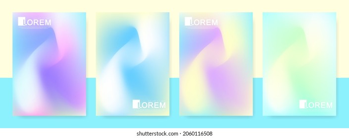 Set of abstract soft pink and light blue waves lines background. Modern colorful gradient art concept. You can use for ad, poster, template, banner design, business presentation. Vector illustration