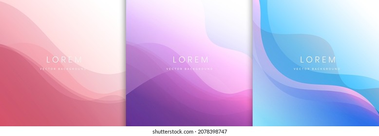 Set of abstract soft pink, purple and light blue waves lines background. Modern concept. You can use for ad, poster, template, business presentation. Vector illustration          