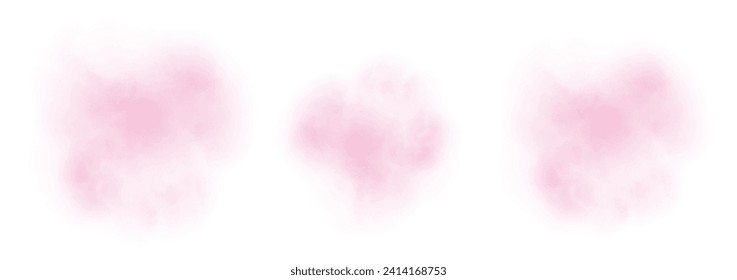Set of abstract soft pink watercolor water splash on a white background. Vector watercolour texture in salad color. Ink paint brush stain. Green splatters spot. Watercolor pastel splash
