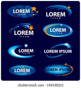 Set of abstract space stars signs. Logo design templates.